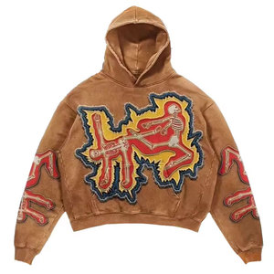 Sudaderas con capucha desgastadas personalizadas de alta calidad para hombres Sudadera con capucha lavada con ácido de último diseño al por mayor para hombres - Product Image 1