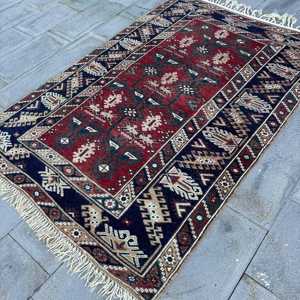 4.6x6.9 ft Rug, Vintage Turkish Rug, <b>Red</b> <b>Wool</b> Rug - Product Image 2