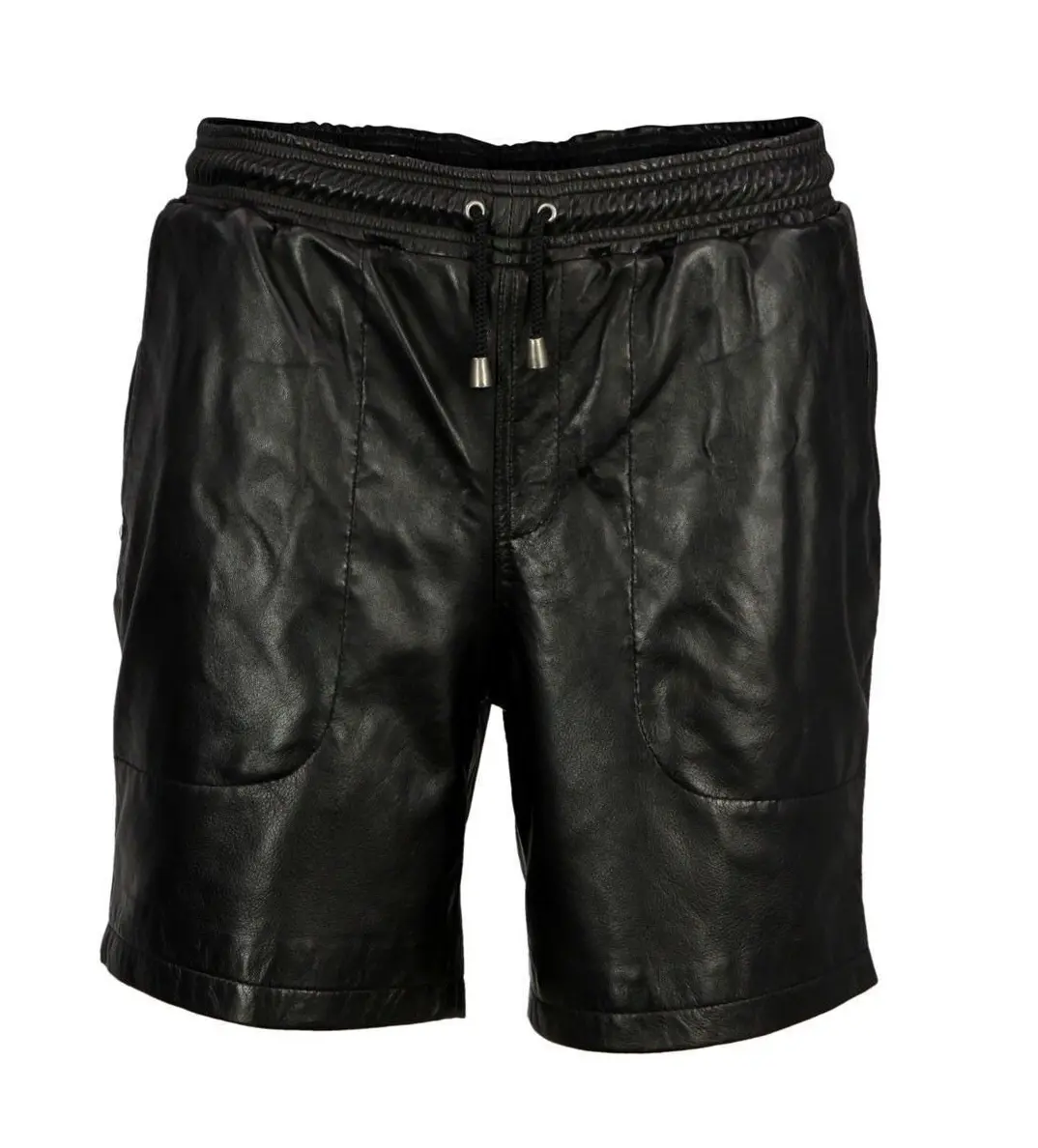 Design New Genuine Handmade Men's Black Lambskin Leather Shorts Premium Soft Sheepskin Slim Fit Sports Gym Jogging Wear Shorts
