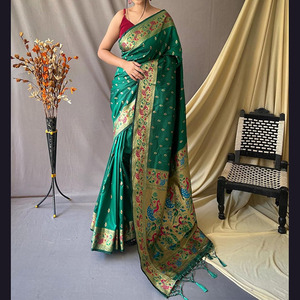 Saree de borde de encaje de moda para mujer con tela de red de lentejuelas para celebraciones y fiestas de invierno - Product Image 5