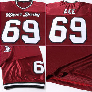 Custom Football Jersey <b>Maroon</b> Color Team Name Number v Neck Breathable Quick Dry Athletic Uniform Unisex Adult Teams Short - Product Image 2