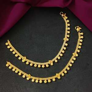 Indian Gold Plated Dubai Style Wedding <b>Anklet</b> Set Bell Charms Paisley <b>Anklet</b> Indian Manufacturer Jewelry for <b>Women</b> - Product Image 1