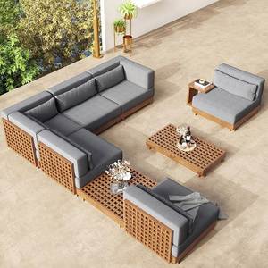 Conjunto de Sofás de Jardín de Madera Modernos para Exteriores, Sofá Seccional para Patio, Muebles Acolchados para Patio, Hotel, Villa - Product Image 1