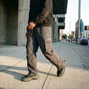 Pantalones Cargo de Paracaídas para Hombre, Resistentes, Ecológicos, Transpirables, de Poliéster/Algodón, Personalizados, Holgados, con Pliegues Delanteros y Cierre de Botón 3D - Product Image 5