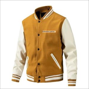OEM Custom Men's Vintage Varsity College Jacket Winter <b>Wool</b> Chenille Embroidery Lettermen Stand Bomber Jacket for University - Product Image 1