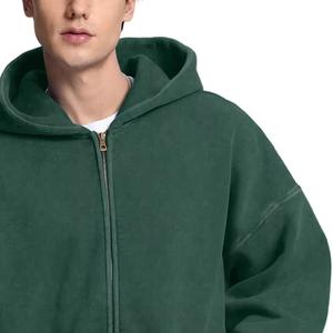 Fully Customized Rhinestone Acid Wash Hoodies Men Embroidery Patch logo French Terry Streetwear Vintage Distressed <b>Zip</b> up Hoodie - Product Image 2