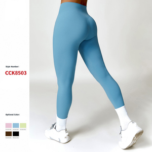 In Stock Knitted Sweat-Wicking Yoga Pants Sexy <b>Seamless</b> <b>Leggings</b> Eco-friendly Gym Wear - Product Image 2