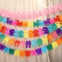 Guirlande de fête en papier coloré, décoration d'anniversaire, bannière suspendue, guirlande en papier en forme de cœur, de fleur et de cercle pour fête d'enfants