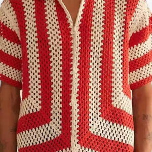 Polo tricoté pour hommes à manches longues 100% coton pull à col cubain pulls à col rond pour hommes pull à manches longues respirant - Product Image 6