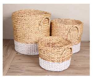 Paniers de rangement en jacinthe d'eau naturels faits à la main Vietnam Seagrass Wicker Planter Circle Wholesale Clothes Storage Han Exim - Product Image 5