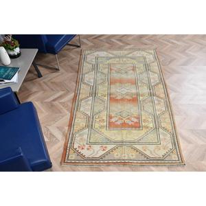 3.8x6.7 ft Rug, Turkish Vintage Rug, <b>Yellow</b> Floral Rug - Product Image 1