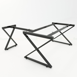 XBamboo BFXB010 L-Shaped <b>Desk</b> 160x160cm Minimalist Luxury Design with Assembled Iron Legs for Home Office or Bedroom - Product Image 3