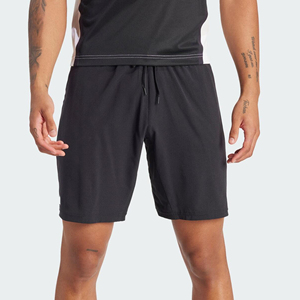 Pantalones cortos de tenis de rendimiento informales para hombre, cómodos, transpirables, de lona, lisos, teñidos, con patrón sólido, cintura elástica - Product Image 1