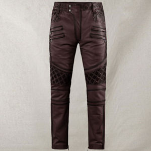 Pantalon en cuir PU à la mode pour hommes pour l'hiver Logo personnalisé Taille haute moyenne Motif droit Lavage foncé Vêtements en tissu tissé personnalisable - Product Image 1