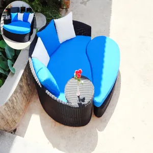 Alumínio Frame Beach Sun Bed corda impermeável Woven Pool Outdoor Furniture Round Rattan Outdoor Fornecedor DL