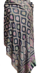 Handmade Pure Silk Pashmina Shawls Winter <b>Women</b> Luxury Jacquard Embroidered Dyed Customized Designs Ready <b>for</b> Customization - Product Image 5