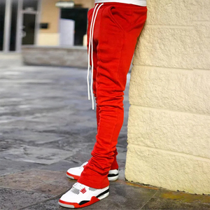 Wholesale Oem Clothing Mens Cotton Stacked Jogger Sweatpants Custom Streetwear Multi Pockets Flare Pants Men Stacked Sweat Pants - Product Image 2