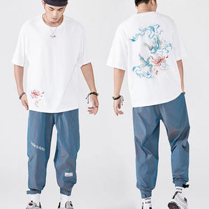 T-shirt pour homme à coupe régulière en tricot personnalisé 220 g/m², épaules tombantes, col rond, manches courtes, écologique, respirant, streetwear - Product Image 1