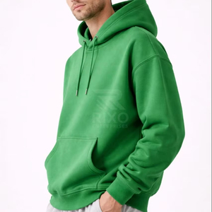 Sweat-shirt à capuche oversize pour homme, en molleton 100% coton, avec logo frontal et service OEM - Product Image 2