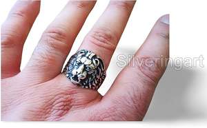 Anillo de Hombre, Anillo Sencillo de Plata, Anillo de Sello Pesado con León, Anillo Navideño Hecho a Mano, Joyería Personalizada, Anillo de Plata Maciza 925 - Product Image 3