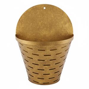 Wholesale Modern Style Bronze Color Metal Olive <b>Bucket</b> With Handles Decorative Iron Storage Planter For Home And Garden Decor - Product Image 5