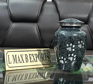 Urna de cremación de Metal gris con estampado de pata dorada de nuevo diseño de venta directa del fabricante indio para funeral de adultos y mascotas para entierros de animales - Product Image 5