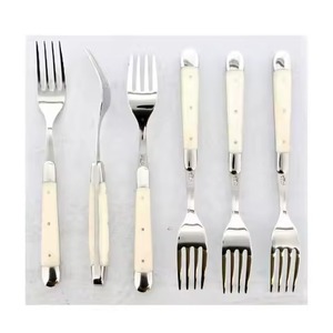 Ensemble de couverts en acier inoxydable poli avec manche en bois brun antique, pour table à manger, service, ustensiles de cuisine - Product Image 3