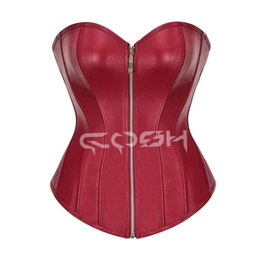 Corset gothique en cuir noir avec panneau en PVC et fermeture éclair sur le devant - Product Image 6