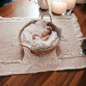 ตะกร้าไม้ไผ่สำหรับทารกแรกเกิดสไตล์วินเทจหรูหราแท่นวางแบบพกพาไม้เท้าธรรมชาติพร้อมอุปกรณ์ประกอบฉากสำหรับถ่ายภาพในห้องนอน - Product Image 2