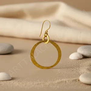 <b>Gold</b> Plating Textured Hoop <b>Earrings</b> Fine <b>Clip</b>-<b>On</b> Daily Wear Jewelry for Women - Product Image 3