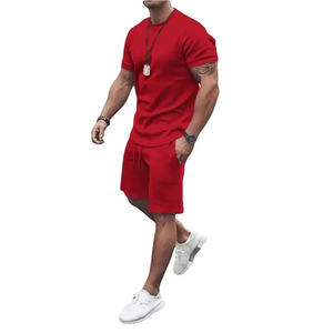 Conjunto de Camiseta y Pantalones Cortos de Verano para Hombre, Tejido Sólido Transpirable, Estilo Casual Urbano, con Logotipo Personalizado - Product Image 2