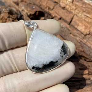 Pendentif en pierre de lune en forme de cœur fait à la main, collier en argent sterling 925, bijoux pour femmes, cadeau romantique - Product Image 3