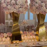 Nouveaux accessoires de mariage, fleurs de table dorées/argentées, décoration de fête d'anniversaire, décorations d'hôtel