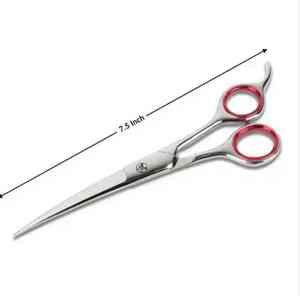 Tijera japonesa de acero inoxidable para el cuidado del cabello de mascotas, acabado de espejo de 7,5 ", tornillo ajustable y soporte para los dedos con estuche - Product Image 4