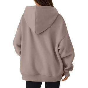 Sudadera con Capucha Holgada de Talla Grande para Mujer, Cuello en V, Color Sólido, Manga Larga, Ligera, con Bolsillo, Transpirable, para Yoga - Product Image 3