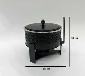 Plat de service en acier inoxydable au design moderne, noir poli, découpe au laser, pour buffet, chauffe-plat, support pour bougie chauffe-plat, maison, hôtel - Product Image 6