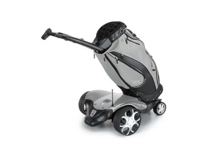 Chariot de golf électrique de qualité supérieure Stewarts Golf X10 Follow Signature Range avec télécommande, batterie supplémentaire, matériaux en cuir PU et néoprène - Product Image 1