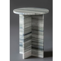 Table d'appoint haut en pierre de travertin de luxe pour décor à la maison moderne présentoir élégant Table d'appoint unique en pierre naturelle fabriquée à la main