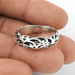 Rắn 925 Sterling Bạc ban nhạc Nhẫn món quà sinh nhật Artisan cái nhìn handmade đồ trang sức Bán buôn giá số lượng lớn Nhà cung cấp