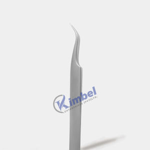 Pince à épiler pointue à cils incurvés de marque privée argent 75 degrés boîte d'emballage pince à épiler à pointe de fibre - Product Image 1