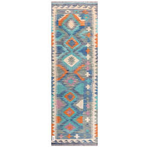 Alfombra Kilim de Maimana, Afganistán, 199 x 66 cm, Alfombras y Juegos de Alfombras - Product Image 1