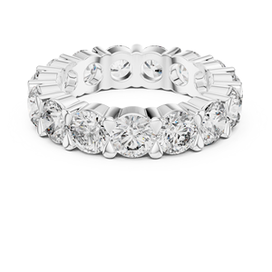 Round Brilliant Lab Grown Diamond Engagement Ring 10K White Gold EF VVS Luxury 24 <b>Stone</b> Bridal Band 1.30MM Customizable Jewelry - Product Image 4