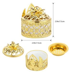 Quemador de incienso de cerámica de Metal dorado árabe de Oriente Medio creativo con cubierta para Decoración de mesa del hogar - Product Image 6