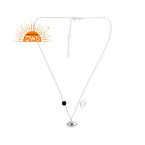 Meilleure qualité en argent sterling fin onyx noir naturel et nacre collier pendentif en pierres précieuses fabricant de bijoux personnalisés - Product Image 1