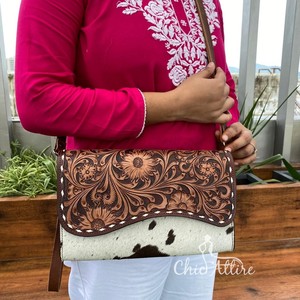 Women's Hand Tooled Leather Shoulder Bags Real Genuine Cowhide Leather Purses and Handbags Luxury 2025 Fashion for Ladies - Product Image 1