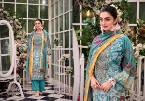 Material de vestido bordado de impresión Digital de algodón suave de primera calidad colección al por mayor de Salwar Kameez para ropa de fiesta - Product Image 3