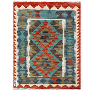 Alfombra Kilim de Maimana, Afganistán, 108 x 82 cm, para Decoración del Hogar - Product Image 1