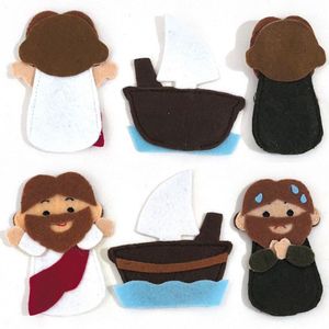 Juego Completo de Marionetas de Dedo de Tela Calm Storm, Serie Jesús, Marionetas para Niños de 2 a 6 Años, Enseñanza de la Fe, Milagros Bíblicos, Inspiradores - Product Image 5
