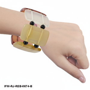Bracelet extensible en résine multicolore, bracelet géométrique épais, bijoux pour femmes - Product Image 6