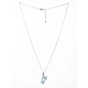CLARA 925 Sterling Silver Butterfly Pendant <b>Necklace</b> with Marquise Cut Diamond <b>Opal</b> Pearl Rhodium Plated Chain for Engagement - Product Image 4